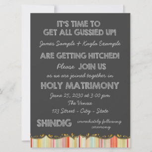 Yellow Orange Chalkboard Country Wedding Invitation