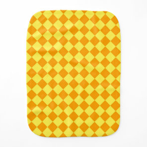 Yellow Orange Checker Diamond Pattern Baby Burp Cloth