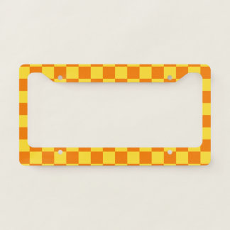 Yellow Orange Checkerboard Checkered Checked Check License Plate Frame