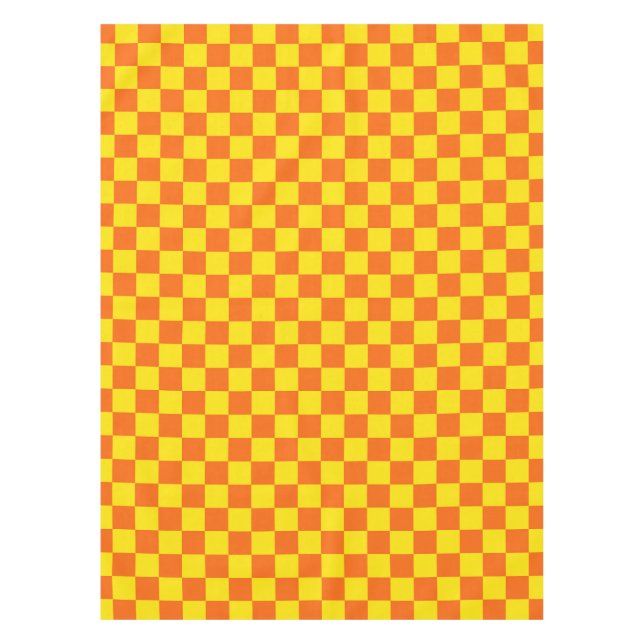 Yellow Orange Checkered Check Design  Tablecloth (Front)