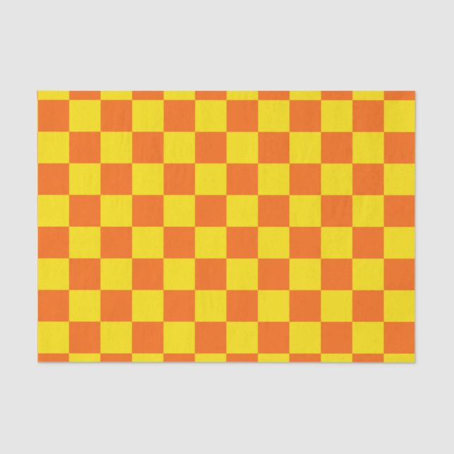 Yellow Orange Checkered Check Design  Tissue Paper (Front)
