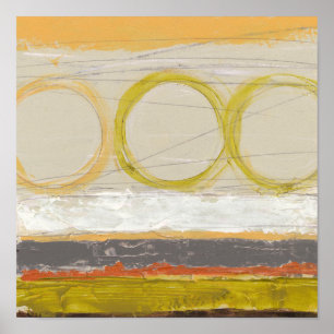 Yellow & Orange Circles on Multicolored Background Poster