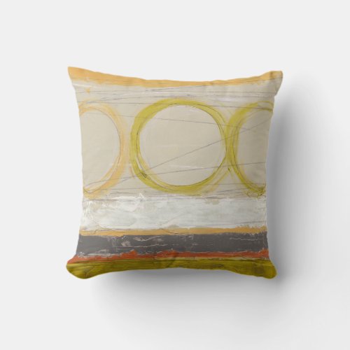Yellow  Orange Circles on Multicolored Background Throw Pillow