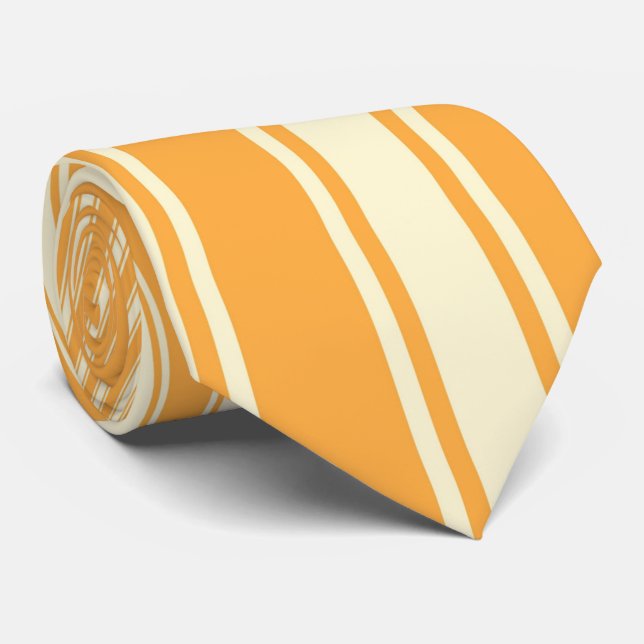 Yellow Orange Color Stripe Funky Pattern Tie (Rolled)