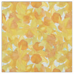 Yellow Orange Daffodils on Green Floral Fabric