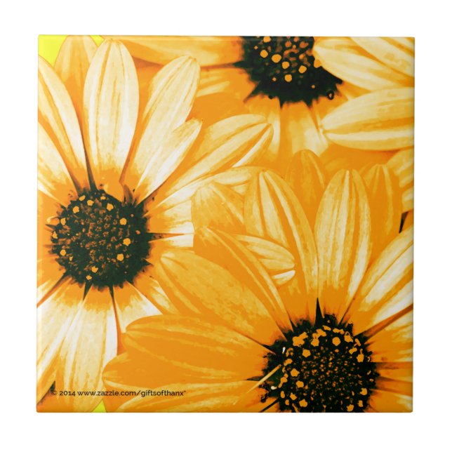 Yellow/Orange Daisies - Ceramic Tile (Front)