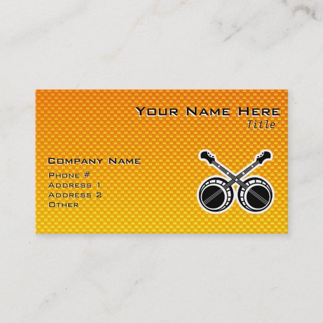 Yellow Orange Dueling Banjos Business Card (Front)