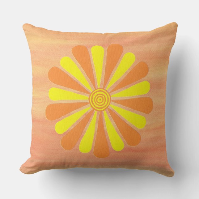 Yellow Orange Energy Sunburst Orange Blends Pillow (Front)