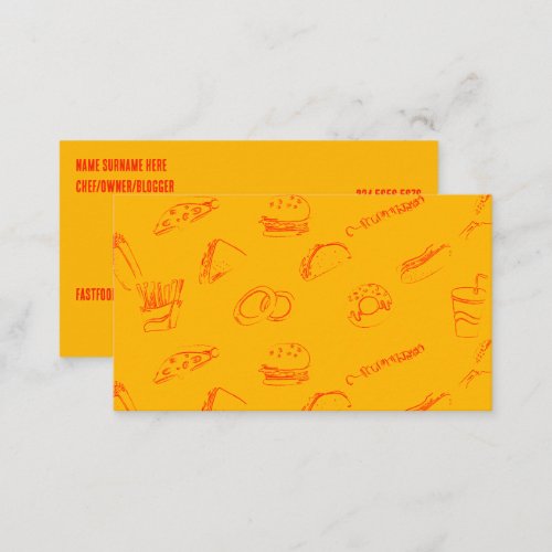 Yellow Orange Fast Food Burger Chicken Restaurant Business Card