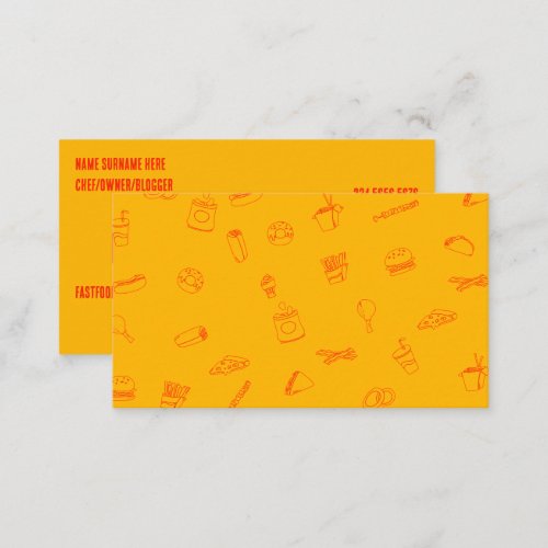 Yellow Orange Fast Food Burger Restaurant Business Card