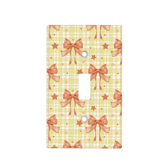 Yellow Orange Feminine Coquette Bows Light Switch Cover (Front)