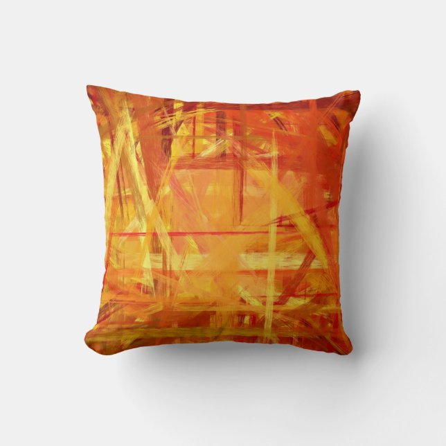 Yellow Orange Fine Art Painted Style Throw Pillow (Front)