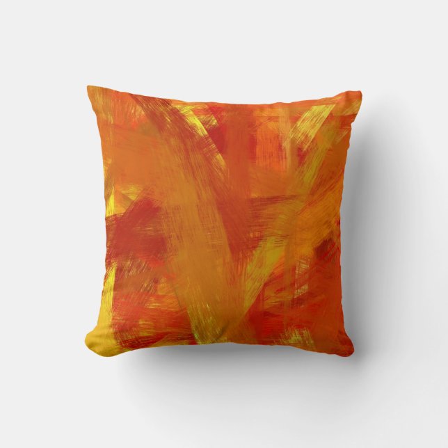 Yellow Orange Fine Art Painting Style Throw Pillow (Front)