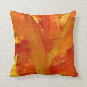 Yellow Orange Fine Art Painting Style Throw Pillow by NhanNgo at Zazzle
