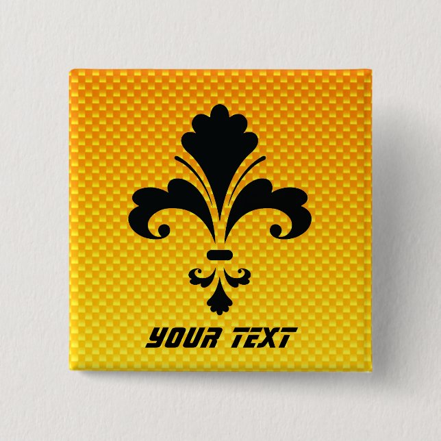 Yellow Orange Fleur de lis Button (Front)