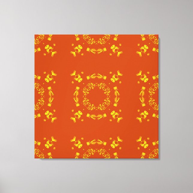 Yellow, Orange Floral Damasks Retro Pattern Canvas Print (Front)