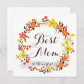 Yellow & Orange Floral Wreath Best Mom Card (Front/Back)