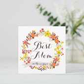 Yellow & Orange Floral Wreath Best Mom Card (Standing Front)