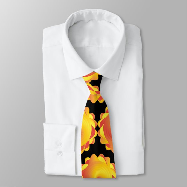 yellow orange flower like neck tie (Tied)
