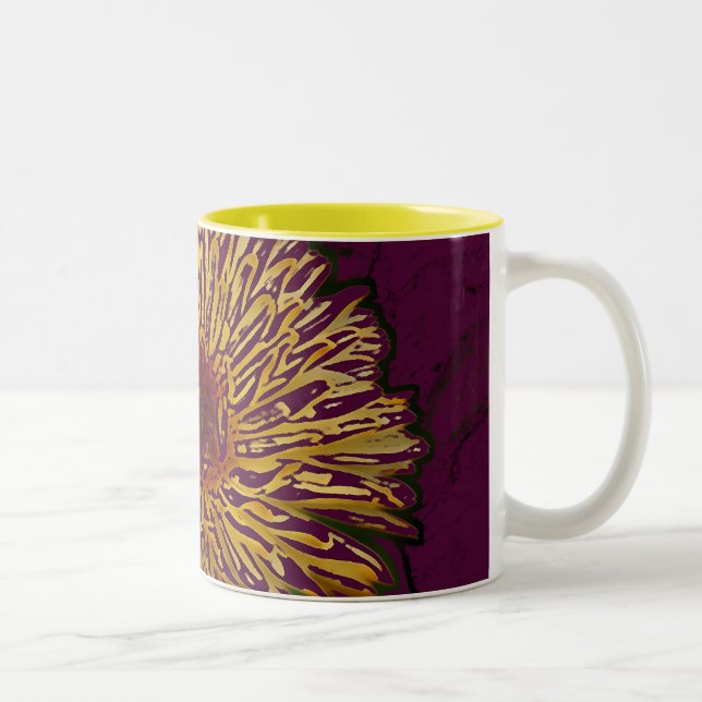 Yellow Orange Flower Two-Tone Coffee Mug (Right)