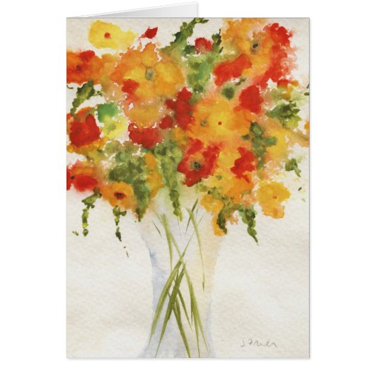 Yellow Orange Flower Vase Cards (Front)