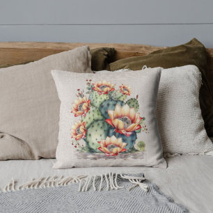 Yellow/Orange Flowering Cactus  Throw Pillow