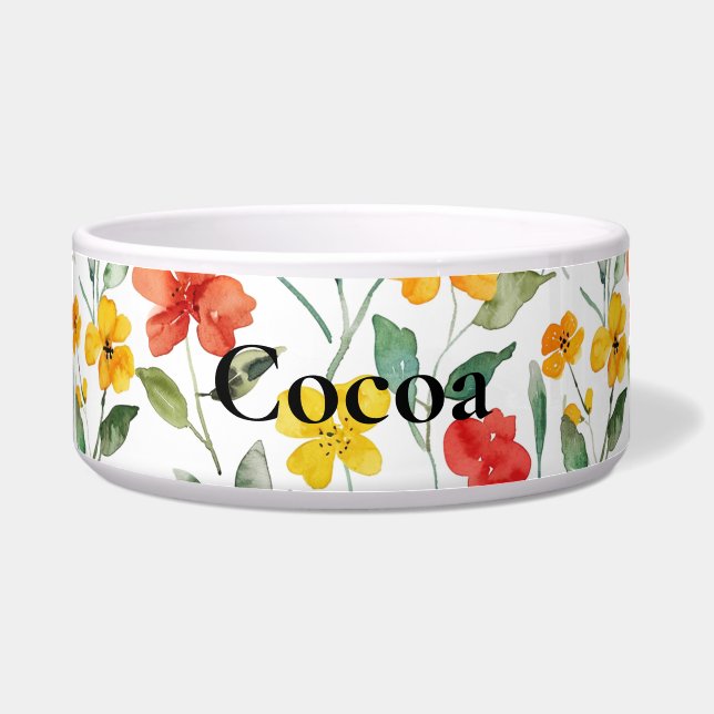 Yellow Orange Flowers  Bowl (Front)
