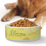 Yellow Orange Flowers Cute Pretty Floral Name Bowl<br><div class="desc">Pretty pet bowl with cute simple flowers and vines in sunny yellow and orange tones. Elegant summer floral design, lovely gift for your dog or cat :) • Personalize it with pet's name, remove text or customize further - edit font and its color, move/resize image, add text and more! •...</div>