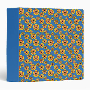 Yellow Orange Flowers Pattern 3 Ring Binder