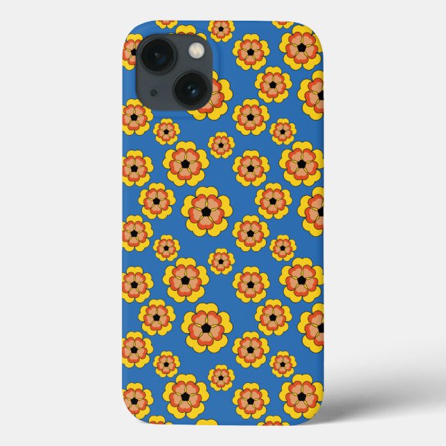 Yellow Orange Flowers Pattern Case-Mate iPhone Case (Back)
