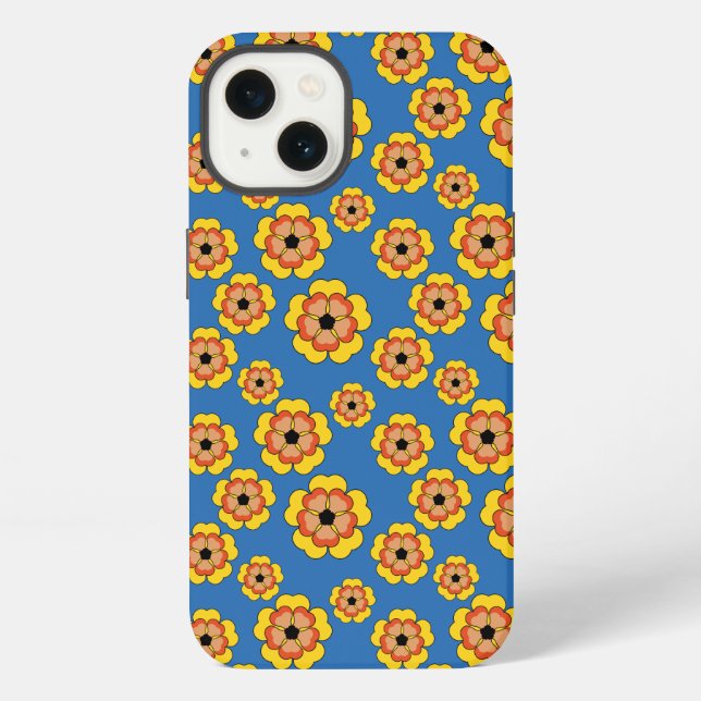 Yellow Orange Flowers Pattern Iphone Case (Back)