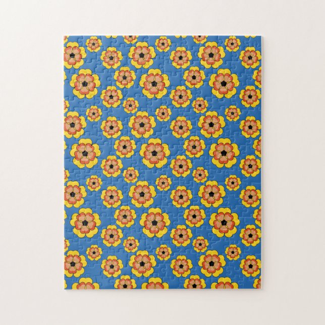 Yellow Orange Flowers Pattern Jigsaw Puzzle (Vertical)