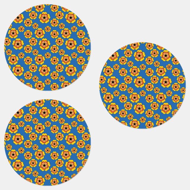 Yellow Orange Flowers Pattern Labels (Group)