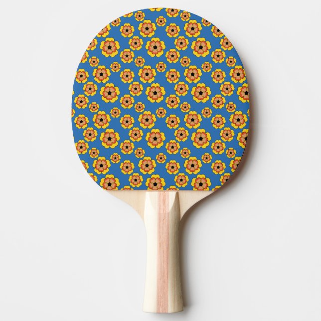 Yellow Orange Flowers Pattern Ping Pong Paddle (Front)