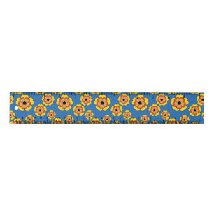 Yellow Orange Flowers Pattern Ruler