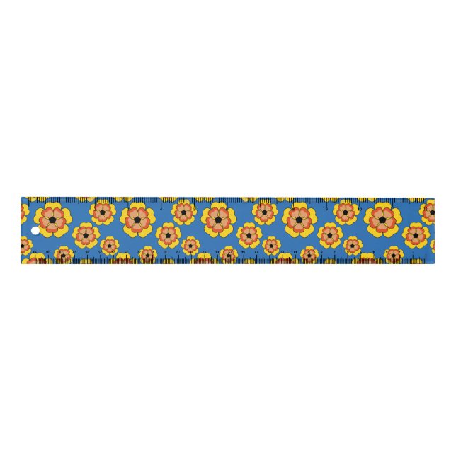 Yellow Orange Flowers Pattern Ruler (Front)