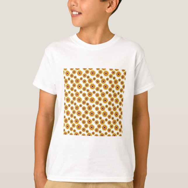 Yellow Orange Flowers Pattern T-Shirt (Front)