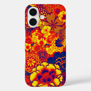 YELLOW ORANGE FLOWERS Peony,Roses Japanese Floral iPhone 16 Case