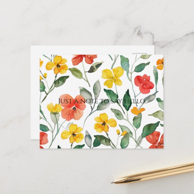 Yellow Orange Flowers Postcard (Front/Back In Situ)