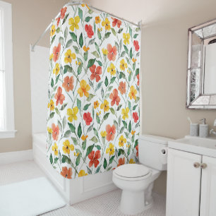 Yellow Orange Flowers Shower Curtain