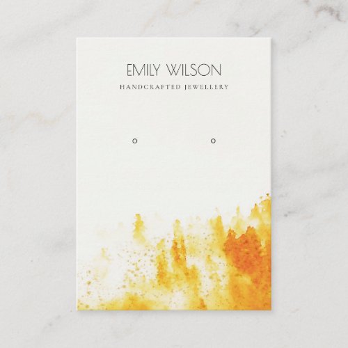 YELLOW ORANGE FOG SNOW LANDSCAPE EARRING DISPLAY BUSINESS CARD