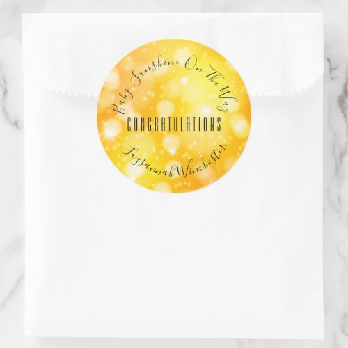 Yellow Orange Gender Neutral Template Baby Shower Classic Round Sticker