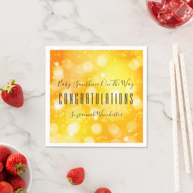 Yellow Orange Gender Neutral Template Baby Shower Napkins (Insitu)