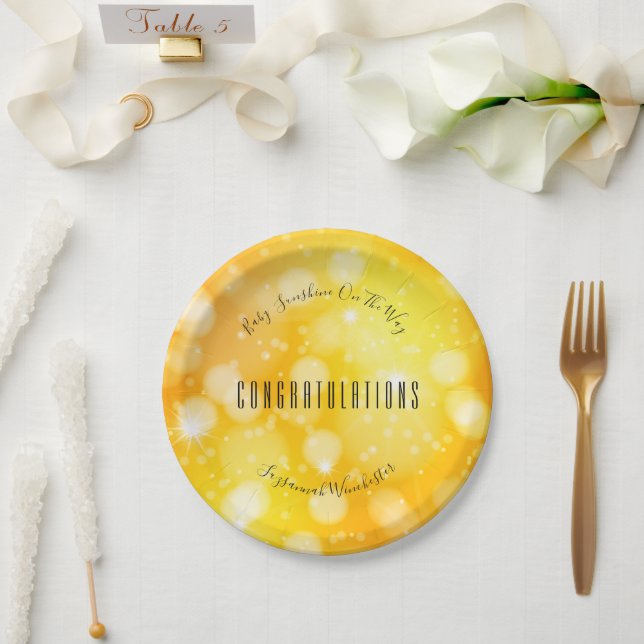 Yellow Orange Gender Neutral Template Baby Shower Paper Plates (Wedding)