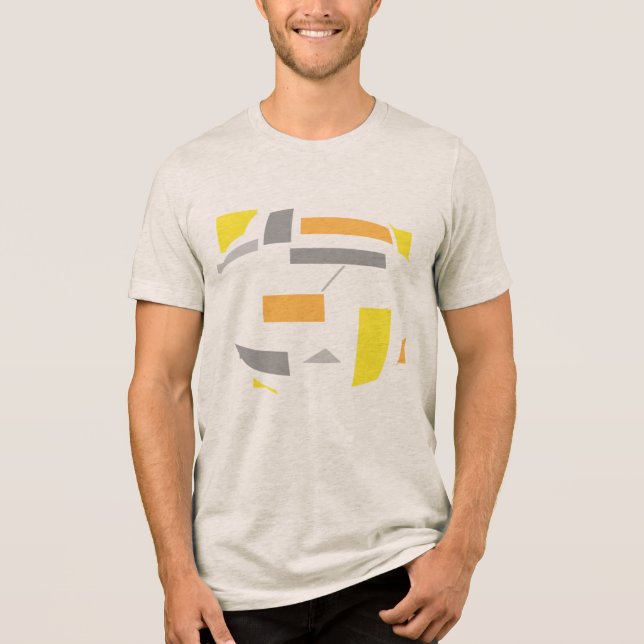 Yellow Orange Gray Oval Geometric Shapes Abstract Tri-Blend Shirt (Front)