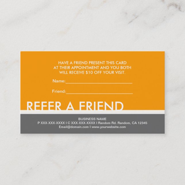 Yellow orange gray simple refer a friend cards (Front)