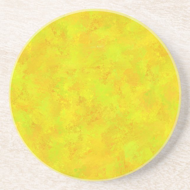Yellow Orange Green Abstract Pattern Coaster (Front)