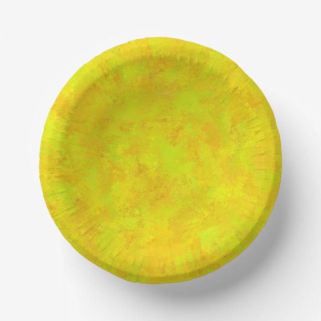 Yellow Orange Green Abstract Pattern Paper Bowls (Front)