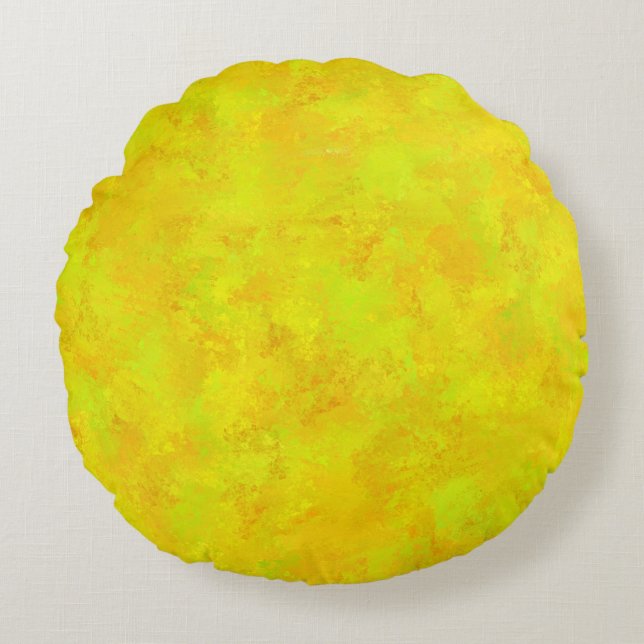 Yellow Orange Green Abstract Pattern Round Pillow (Front)