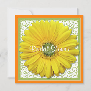 Yellow Orange Green Daisy Bridal Shower Invitation